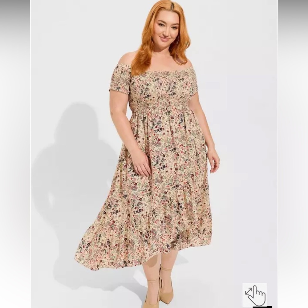 TORRID Maxi Challis Tulip Hem Off Shoulder Dress — SIZE 2 (18-20) — LIKE NEW